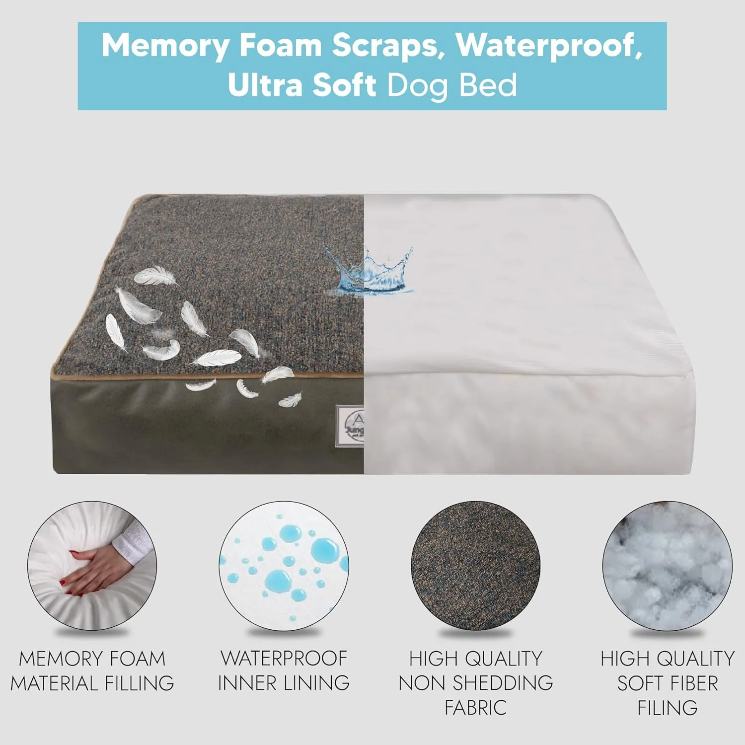 Memory Foam Dog Bed for Large Dogs- Waterproof Dog Bed Mat with Removable Washable Cover, Waterproof Lining and NonSkid Bottom.Green