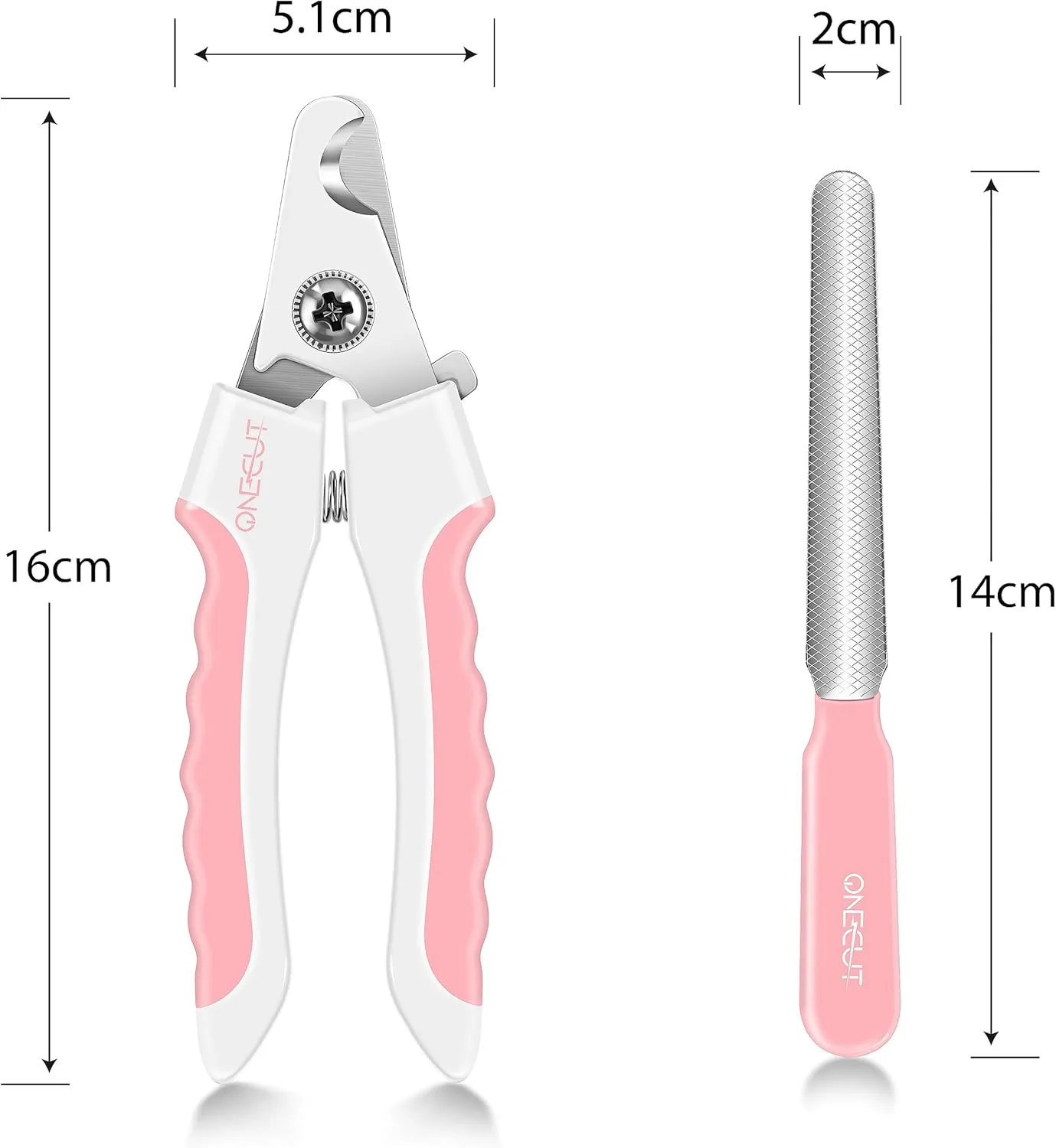 OneCut 6" Dog Nail Clippers for Small, Medium and Large Breed Professional Pet Nail Trimmers -Suitable for Cats, Rabbits and Guinea Pigs with Safety Guard to Avoid Over Cutting (Pink)