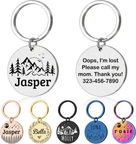 Personalized Dog Tags Funny Double Sided Engraved Round Stainless Steel Pet ID Tags Dog Tags Engraved for Pets Custom Dog Name Tags Dog Collar Tag Customized Cute Cat Tags Engraved on Both Sides