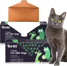 PET N PET Cat Litter Box Liners Bags Jumbo, Heavy Duty Tear Resistant & Drawstring Closure Cat Litter Bags, Waterproof Kitty Box Liners Fits Litterbox Pan Sizes, 36" x 18", 14 Count