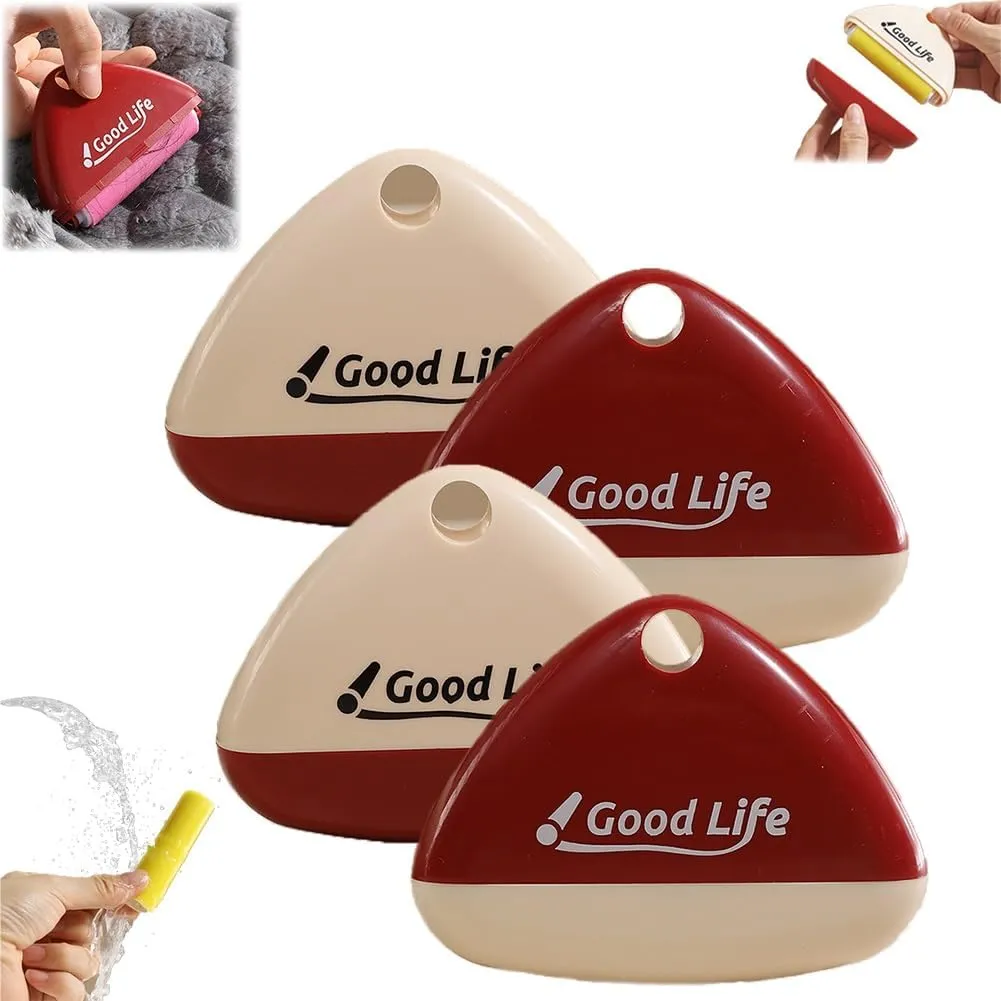 Portable Washable Lint Roller, Good Life Lint Roller Reusable Mini Travel Gel Triangular Double Color Hair Remover Portable Lint Remover for Clothes, Furniture, Dog & Cat Hair(4pcs)