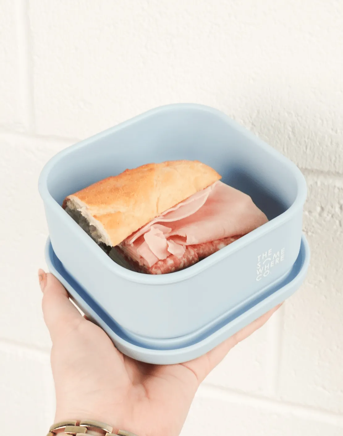 Powder Blue Square Silicone Lunch Box