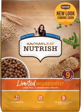 Rachael Ray Nutrish Limited Ingredient Diet Lamb Meal & Brown Rice Recipe, 6 Pounds (Packaging Design May Vary)