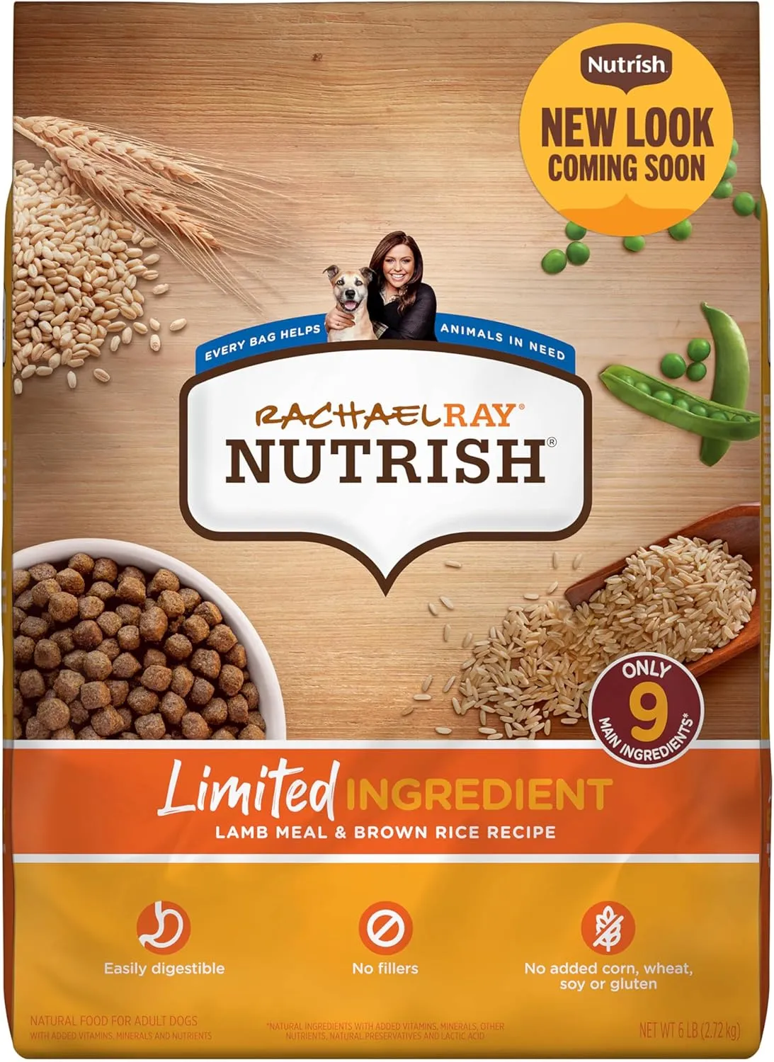Rachael Ray Nutrish Limited Ingredient Diet Lamb Meal & Brown Rice Recipe, 6 Pounds (Packaging Design May Vary)