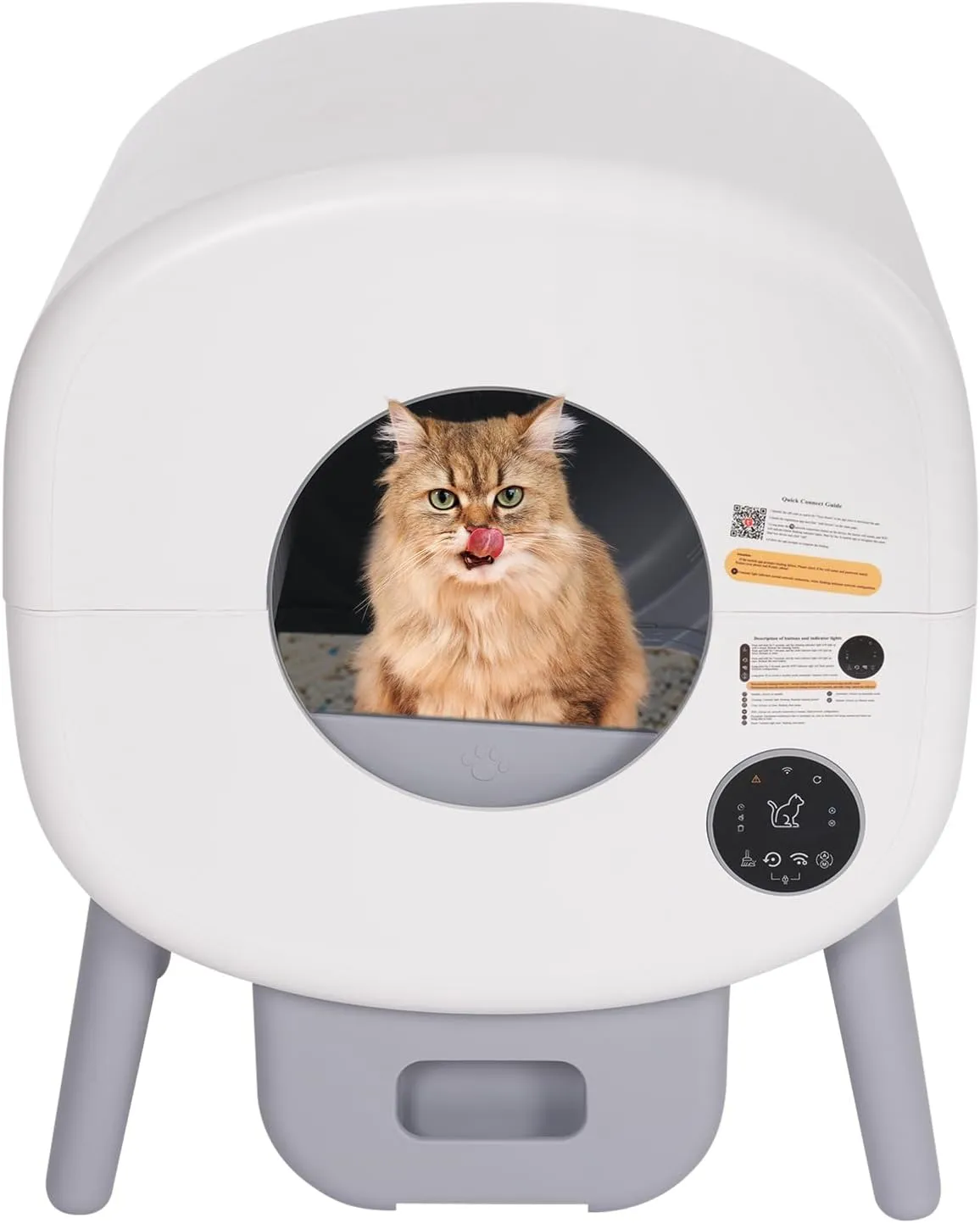 Self Cleaning Cat Litter Box, 76L Large Automatic Cat Litter Box Self Cleaning, Large Smart Kitten Litter Box with APP Control, for Multiple Cats, White