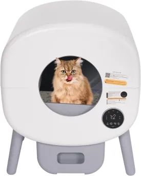 Self Cleaning Cat Litter Box, 76L Large Automatic Cat Litter Box Self Cleaning, Large Smart Kitten Litter Box with APP Control, for Multiple Cats, White