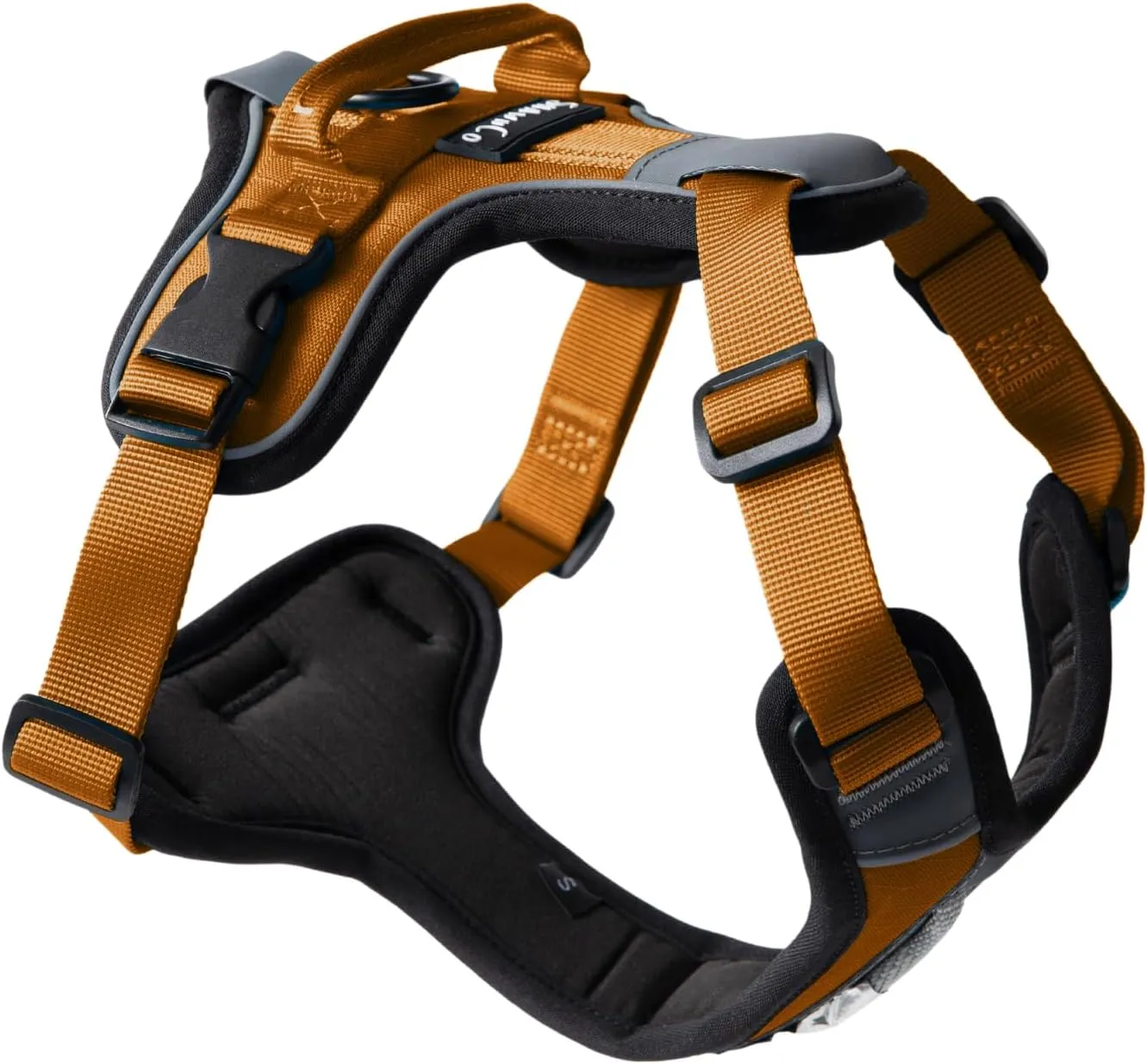 ShawnCo Basecamp Dog Harness, No-Pull Pet Vest with 3 Leash Clips, Padded, Reflective, Lightweight and Adjustable Harness with Handle for Small, Medium and Large Dogs (Sunset Orange, XL)