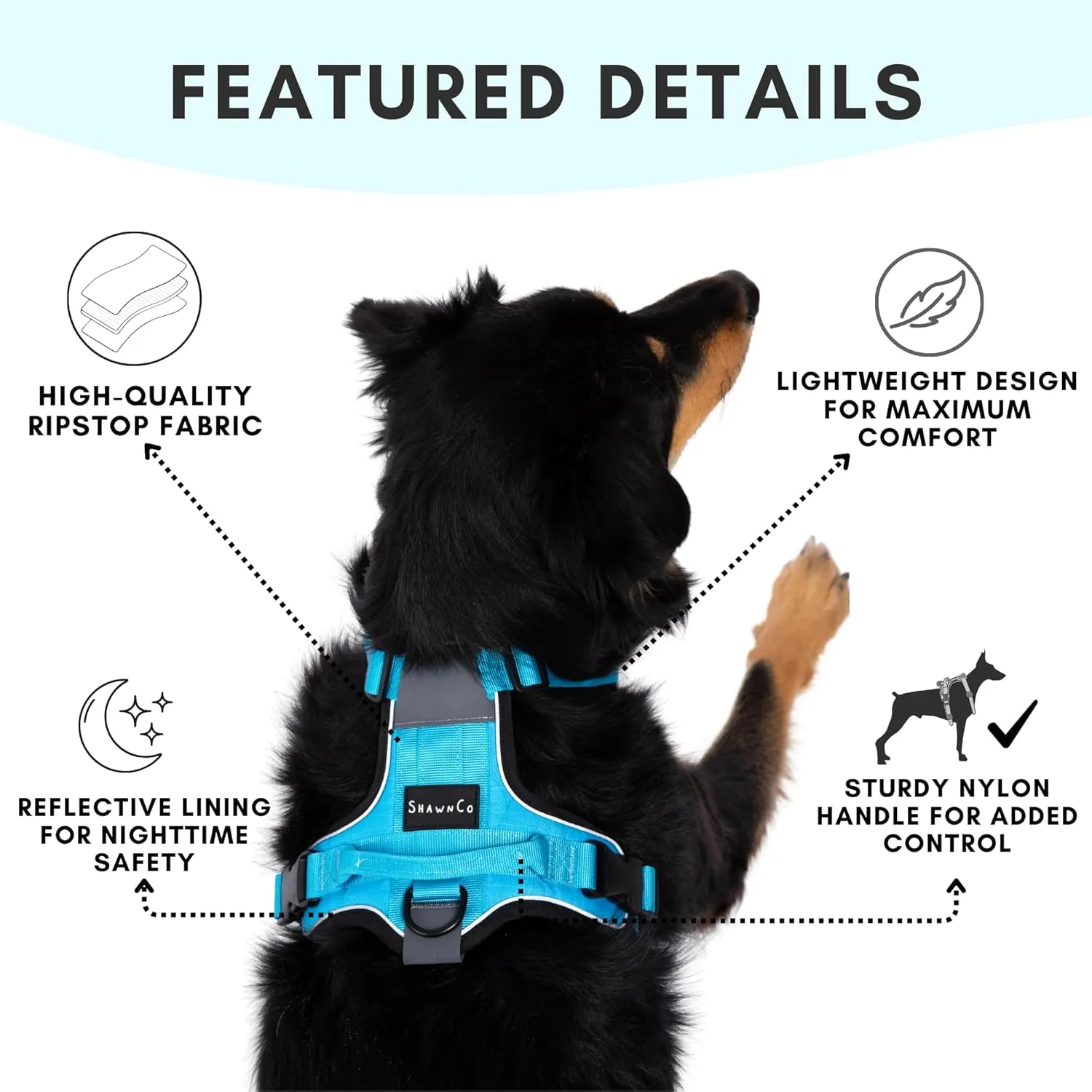 ShawnCo Basecamp Dog Harness, No-Pull Pet Vest with 3 Leash Clips, Padded, Reflective, Lightweight and Adjustable Harness with Handle for Small, Medium and Large Dogs (Sunset Orange, XL)