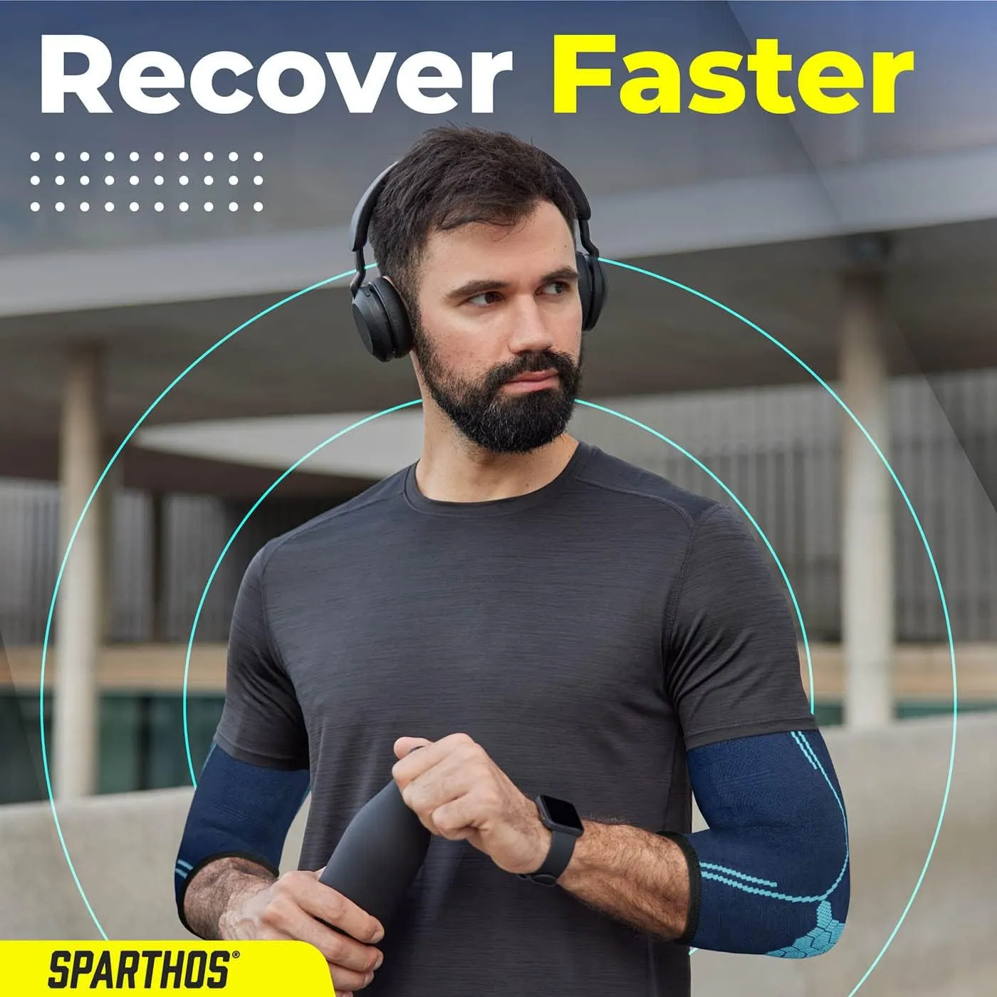 Sparthos Elbow Compression Sleeves (Pair)  Tennis and Golfer's Elbow Support  Elbow Brace for Men and Women  Made from Innovative Breathable Elastic Blend