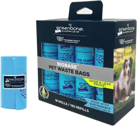 The Humane Society by Greenbone Biobase Pet Poop Bags - 16 Rolls - 192 Refills - Made with Corn Starch