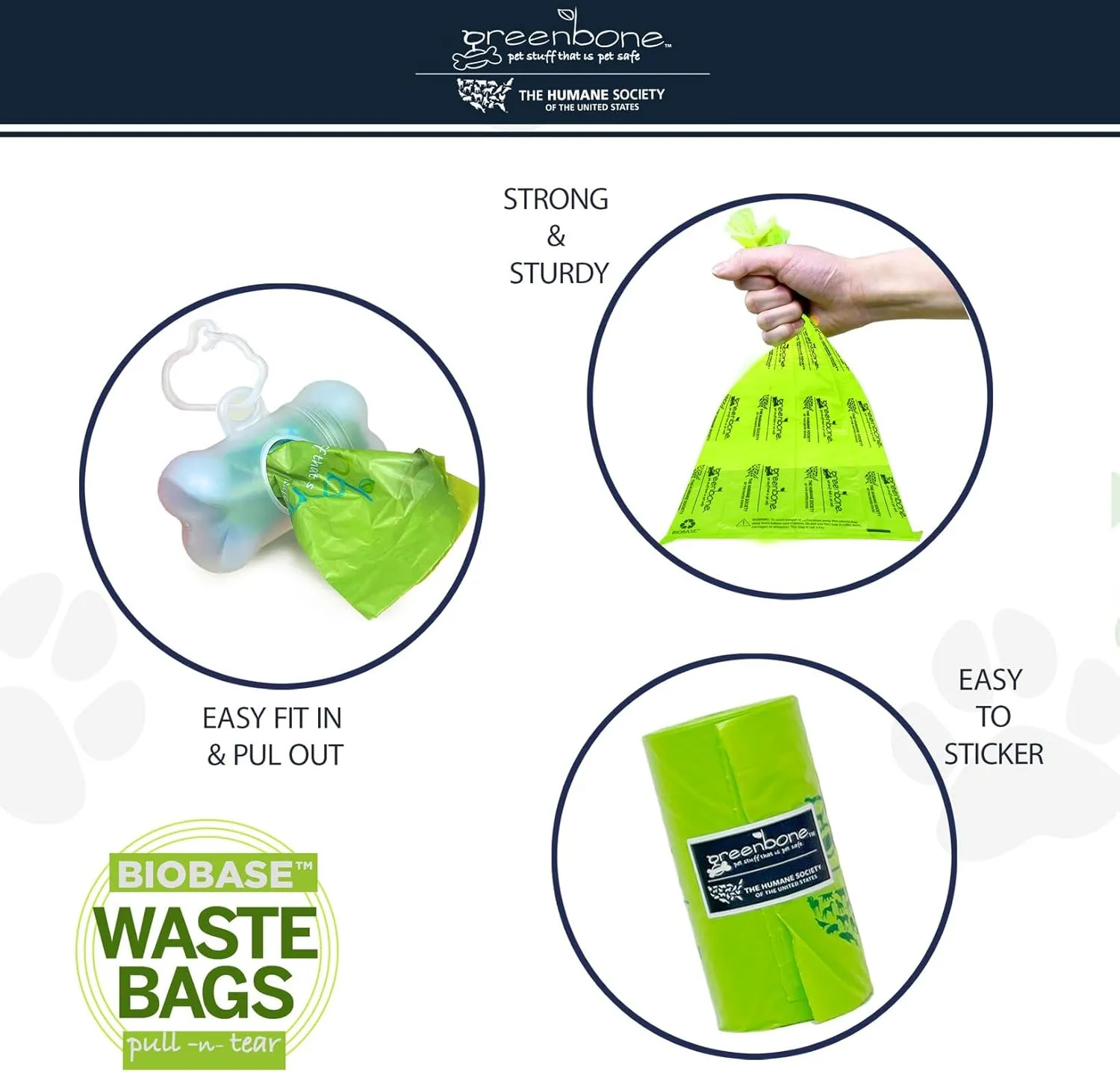 The Humane Society by Greenbone Biobase Pet Poop Bags - 16 Rolls - 192 Refills - Made with Corn Starch