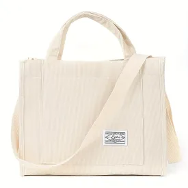 Vintage Corduroy Tote Stylish Crossbody for Work School  Travel