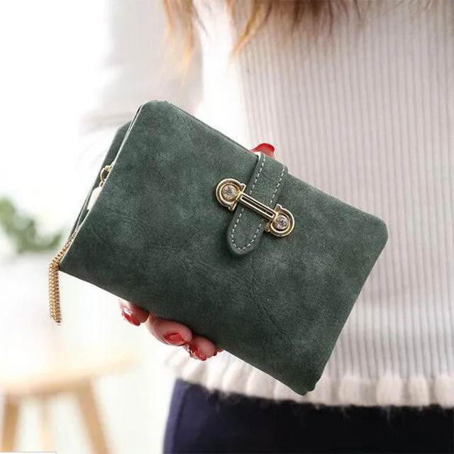 Wallet women card holder female wallet women luxury brand organizador women's purse clip Vintage Matte Hasp Suede pendant wallet