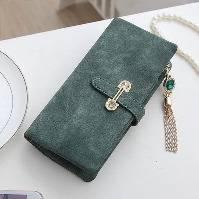 Wallet women card holder female wallet women luxury brand organizador women's purse clip Vintage Matte Hasp Suede pendant wallet