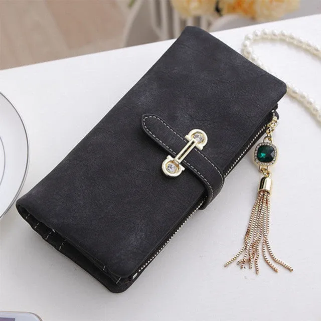 Wallet women card holder female wallet women luxury brand organizador women's purse clip Vintage Matte Hasp Suede pendant wallet