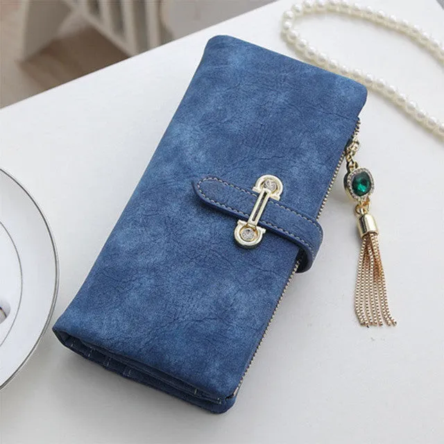 Wallet women card holder female wallet women luxury brand organizador women's purse clip Vintage Matte Hasp Suede pendant wallet