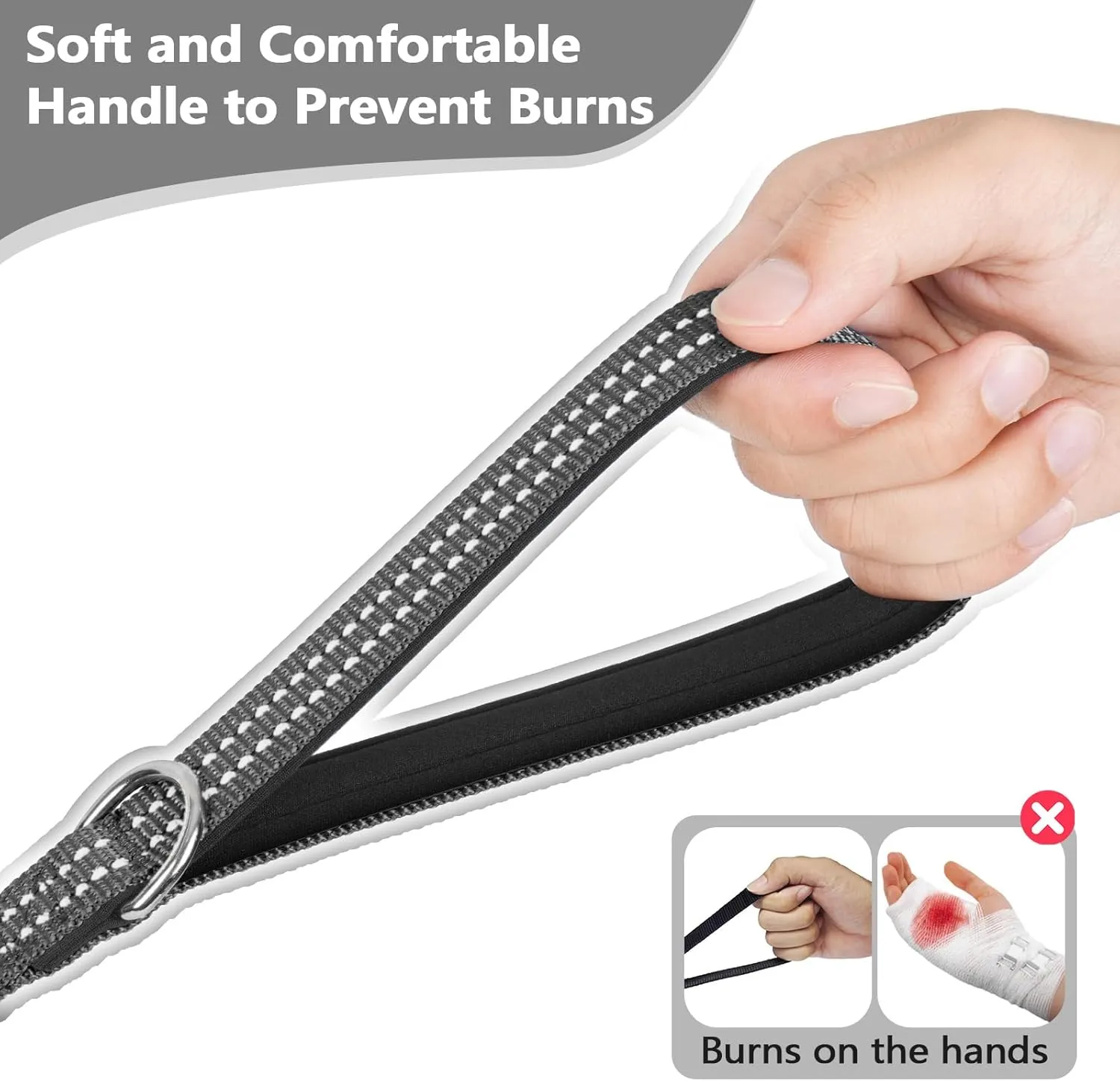 XiaZ 30 Feet Dog Training Leash, Nylon, Black, Reflective, Padded Handle, 550 LBS Bearing, Lightweight Suitable for Small, Medium Dogs and Cats