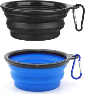 YINGFAN Collapsible Dog Bowls, 26oz Portable Travel Dog Bowls with Carabiner for Traveling, Camping, Hiking, Silicone Collapsible Food & Water Bowl for Small, Medium Dogs, Set of 2, BPA-Free