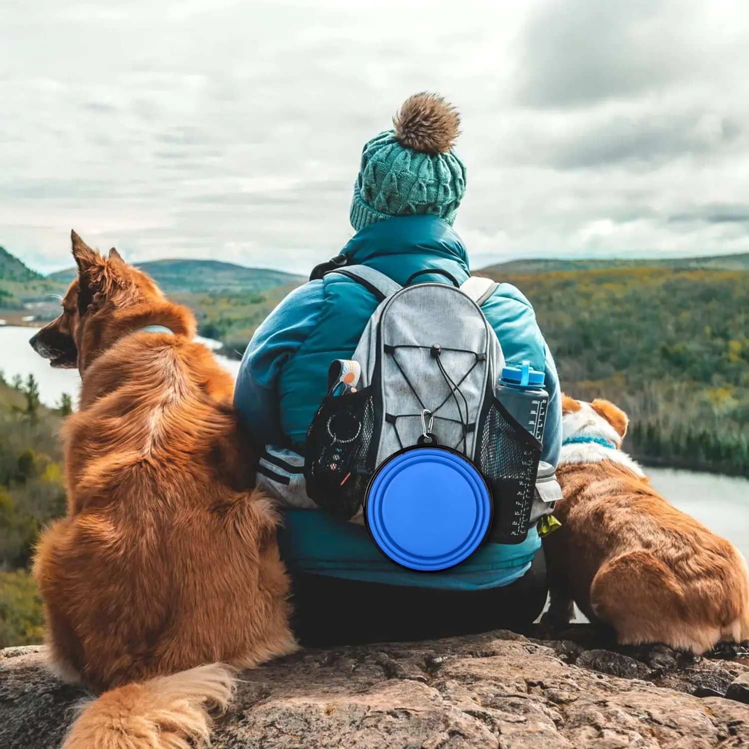YINGFAN Collapsible Dog Bowls, 26oz Portable Travel Dog Bowls with Carabiner for Traveling, Camping, Hiking, Silicone Collapsible Food & Water Bowl for Small, Medium Dogs, Set of 2, BPA-Free