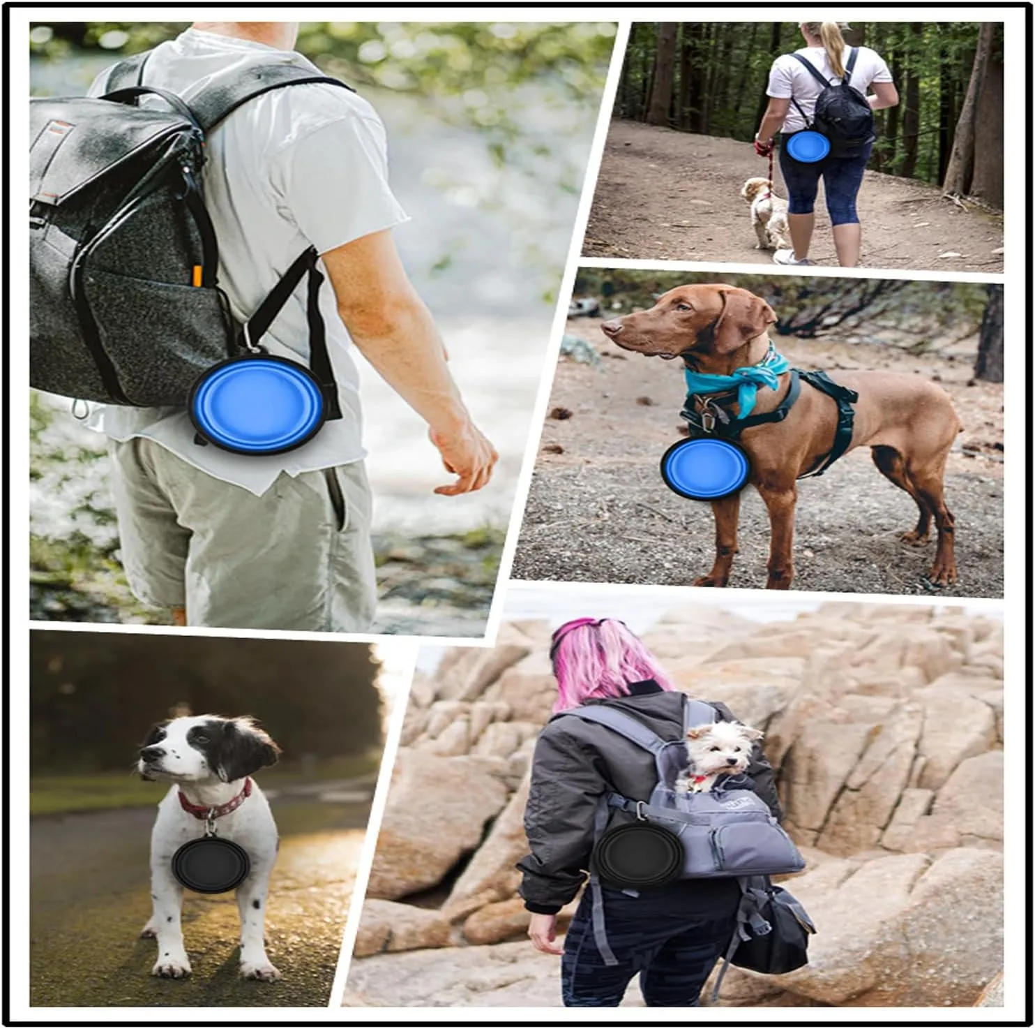 YINGFAN Collapsible Dog Bowls, 26oz Portable Travel Dog Bowls with Carabiner for Traveling, Camping, Hiking, Silicone Collapsible Food & Water Bowl for Small, Medium Dogs, Set of 2, BPA-Free