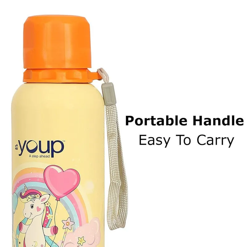Youp Stainless Steel Orange Color Unicorn Kids Water Bottle Ocean  - 750 Ml